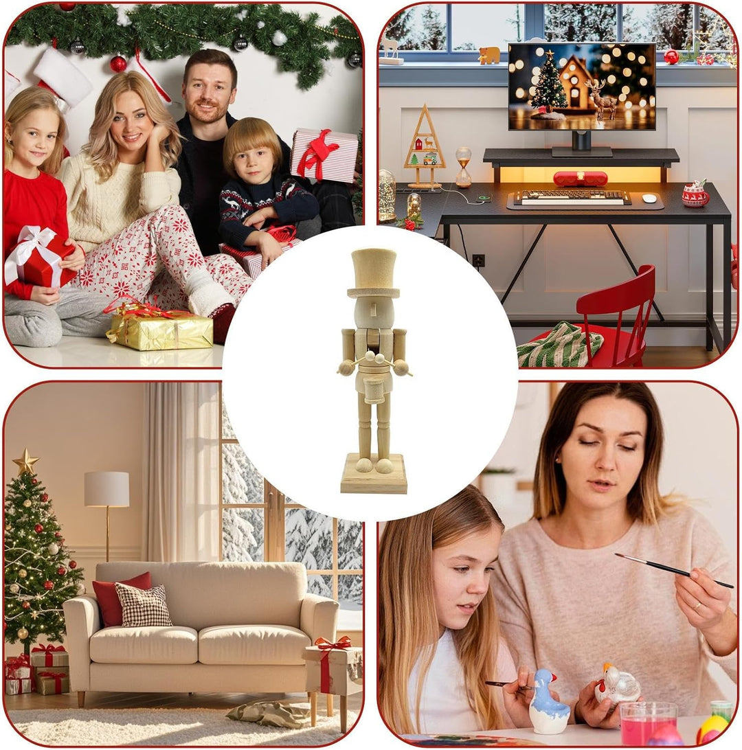 3 Stück Weihnachtens Nussknacker Aus Holz Zum Selber Bemalen, Handgefertigt Bemalbar Weihnachts Holz