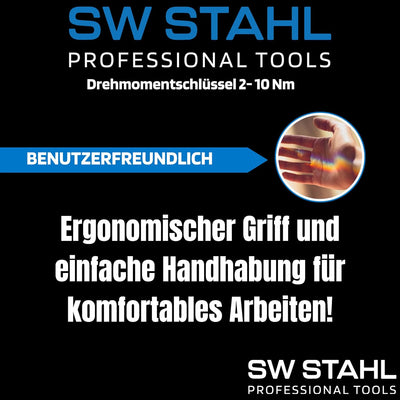 SW-Stahl 03810L Drehmomentschlüssel 1/4 Zoll 2-10 Nm I Antrieb Vierkant 1/4" Drehmomentschlüssel Aut