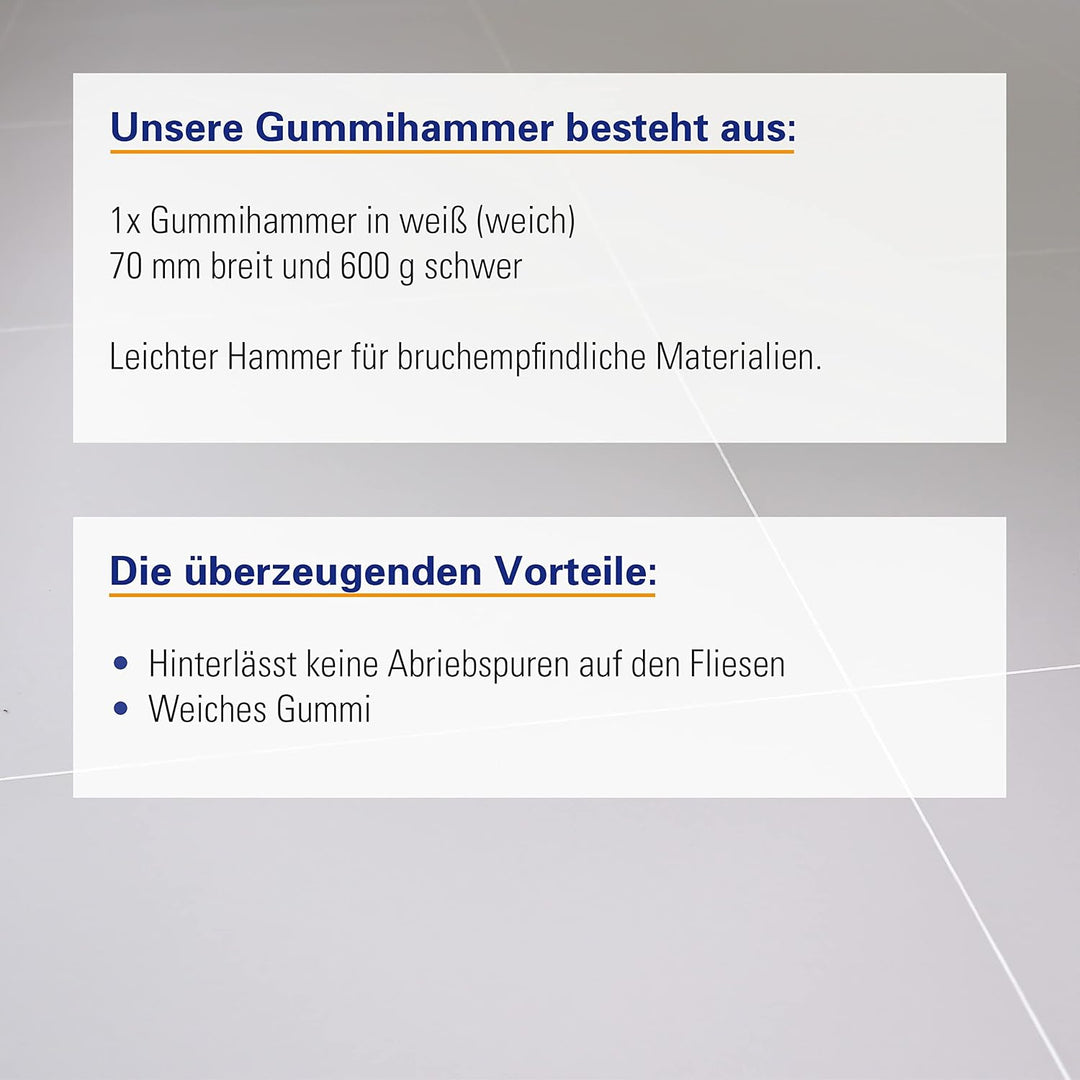Karl Dahm Gummihammer Weiss 70mm 600g I Leichter Hammer für bruchempfindliche Materialien I Schmutzu