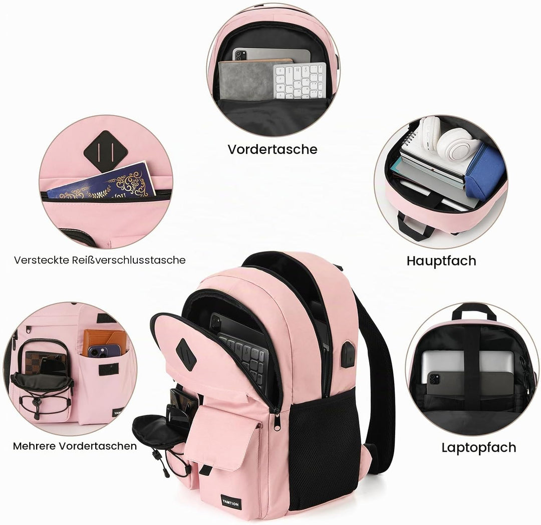 YAMTION Schulrucksack Mädchen Teenager Schulranzen Frauen für Schule Uni,Rucksack Laptop Damen für R