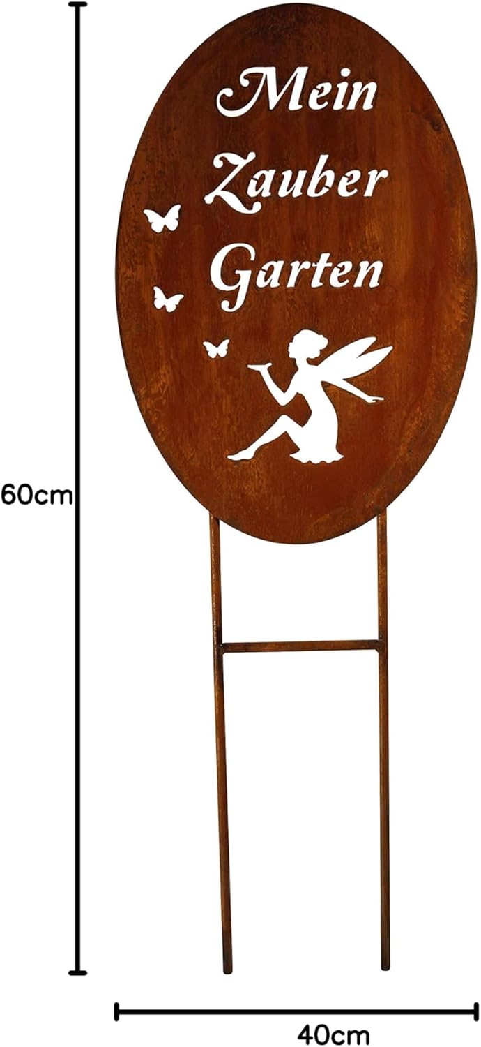 Bornhöft Schild/Spruchtafel Gartenschild Edelrost Rost zum Einstecken rostige Gartendeko (Zaubergart