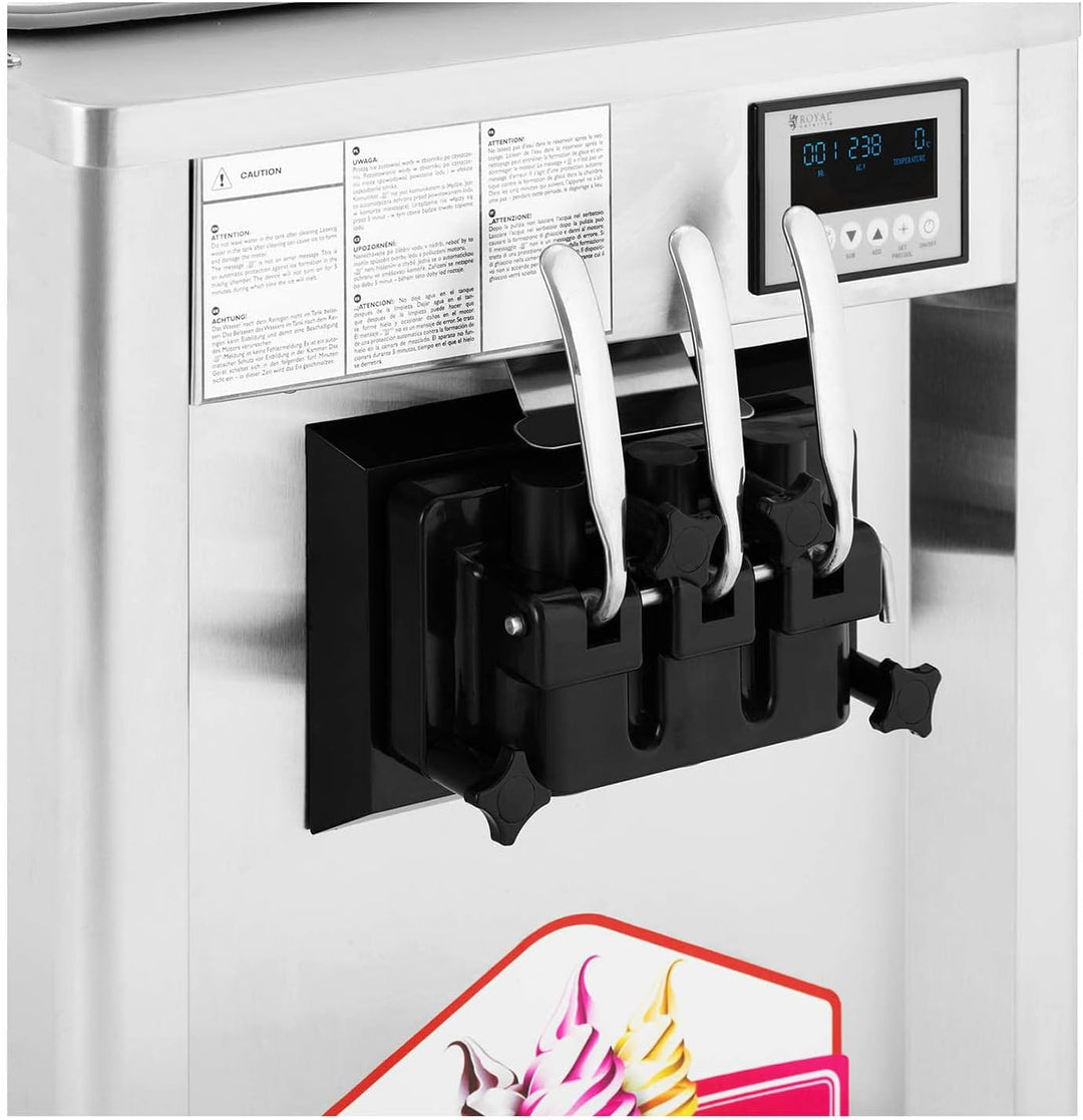 Royal Catering RCSI-18 Softeismaschine 1640 W 23 l/h 3 Geschmacksrichtungen Gastro professionelle So