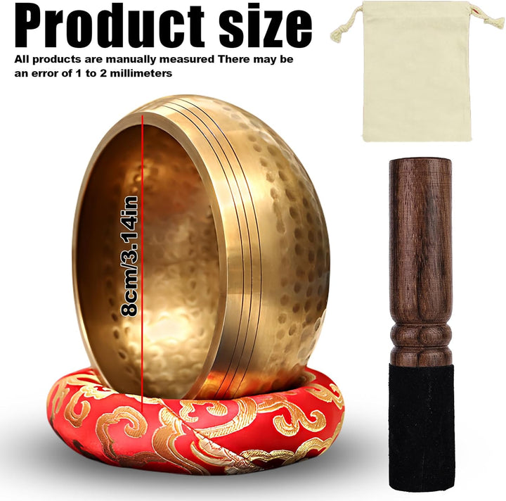 Klangschale, 8cm Messing Klangschale Klein, Singing Bowl Aus Tibet Mit Klangschale, Holzstab, Klangs
