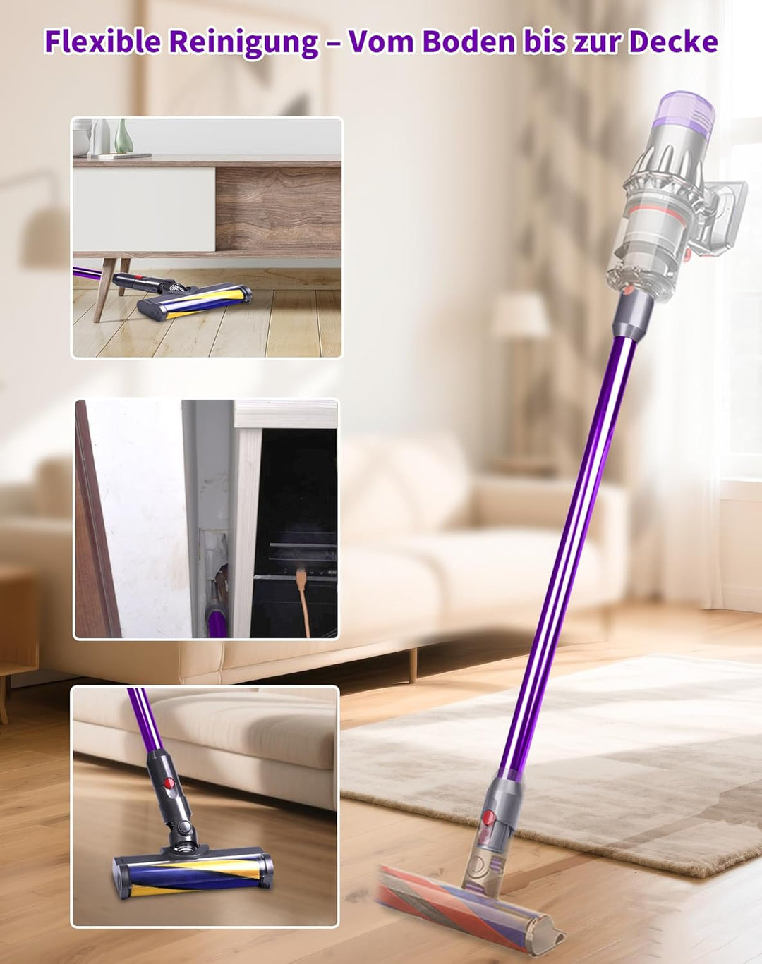 Verlängerungsrohr für Dyson V12 Detect Slim / V10 Digital Slim Stabstaubsauger, 74 cm Aluminium Tele