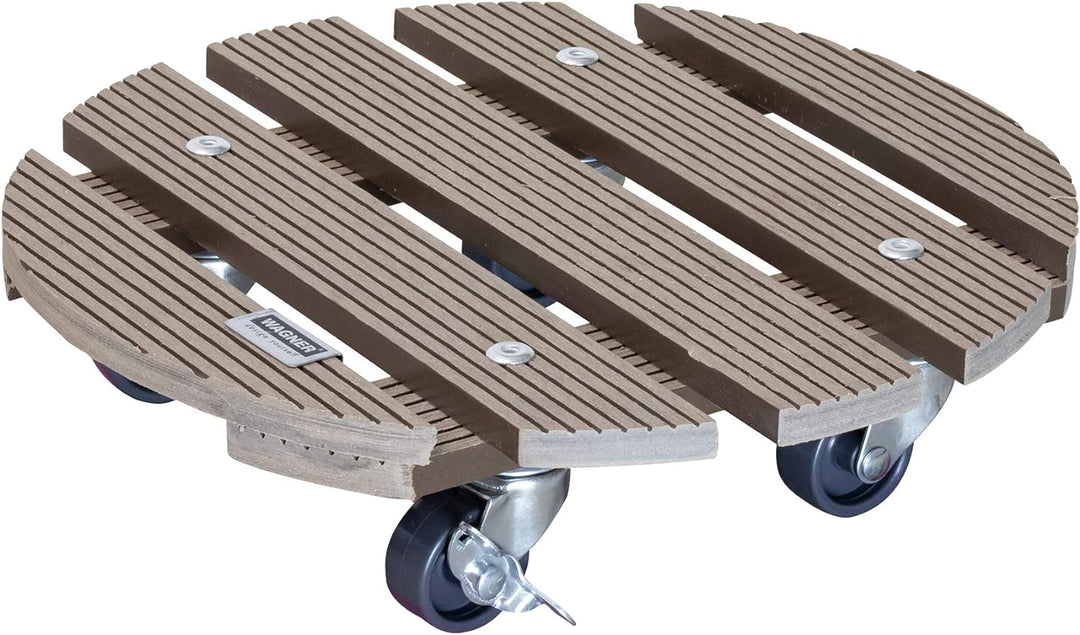 Wagner Pflanzenroller WPC Ø 29 x 7,5 cm I Blumenroller für Aussenbereich + Innenbereich I Kübelrolle