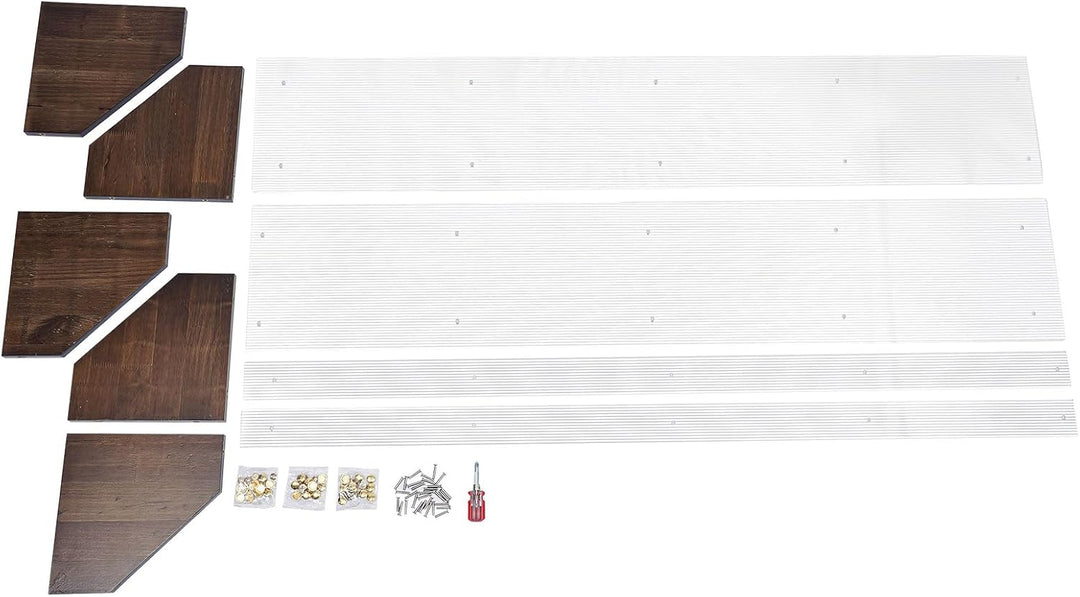 Regal 5 Etagen 120cm Acryl Kiefer Klar Walnuss Standregal | Acryl Kiefer lackiert 10kg Tragkraft pro
