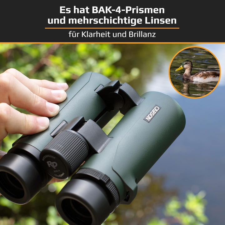 Carson RD Full-Size Fernglas, 10x42mm, Doppelstegdesign, wasserdicht, robust, beschlagfrei (RD-042)