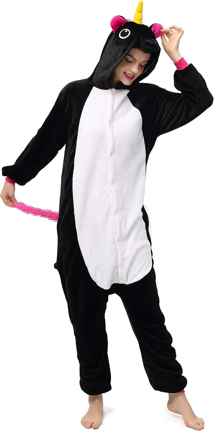 Katara 1744 Jumpsuit, UnisexÊ? Erwachsene, Einhorn Schwarz, Körpergrösse 175-185cm (XL) Einhorn Schw