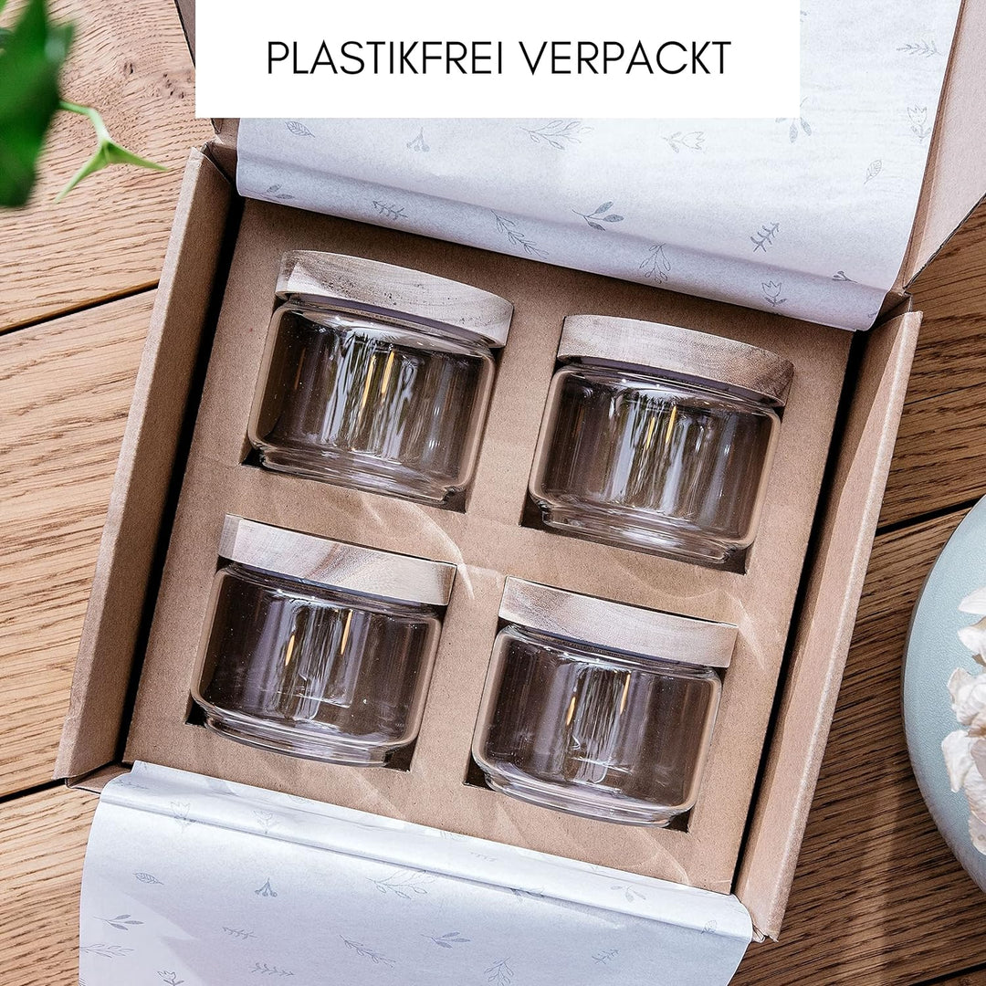 Econovo® Vorratsgläser mit Deckel 300ml (4-teilig), Glasbehälter mit Deckel Set, Vorratsdosen Glas z