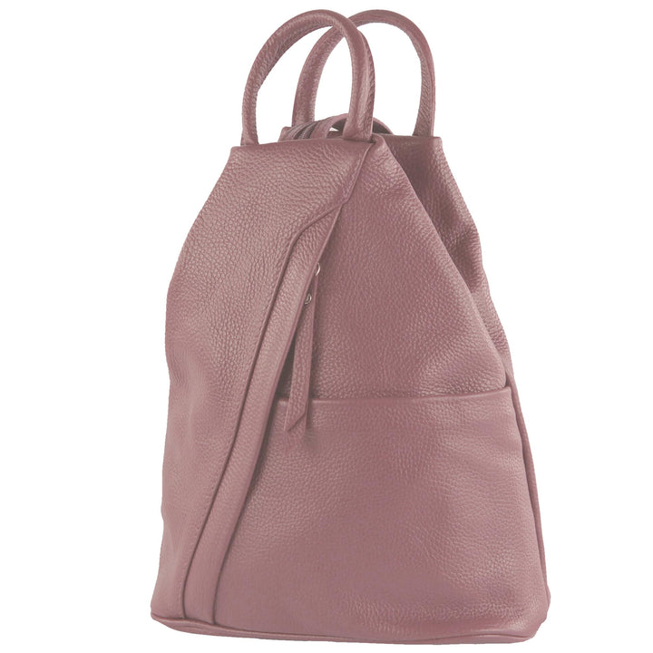modamoda de - T180 - Damen Rucksack Tasche aus ital. Leder Altrosa, Altrosa