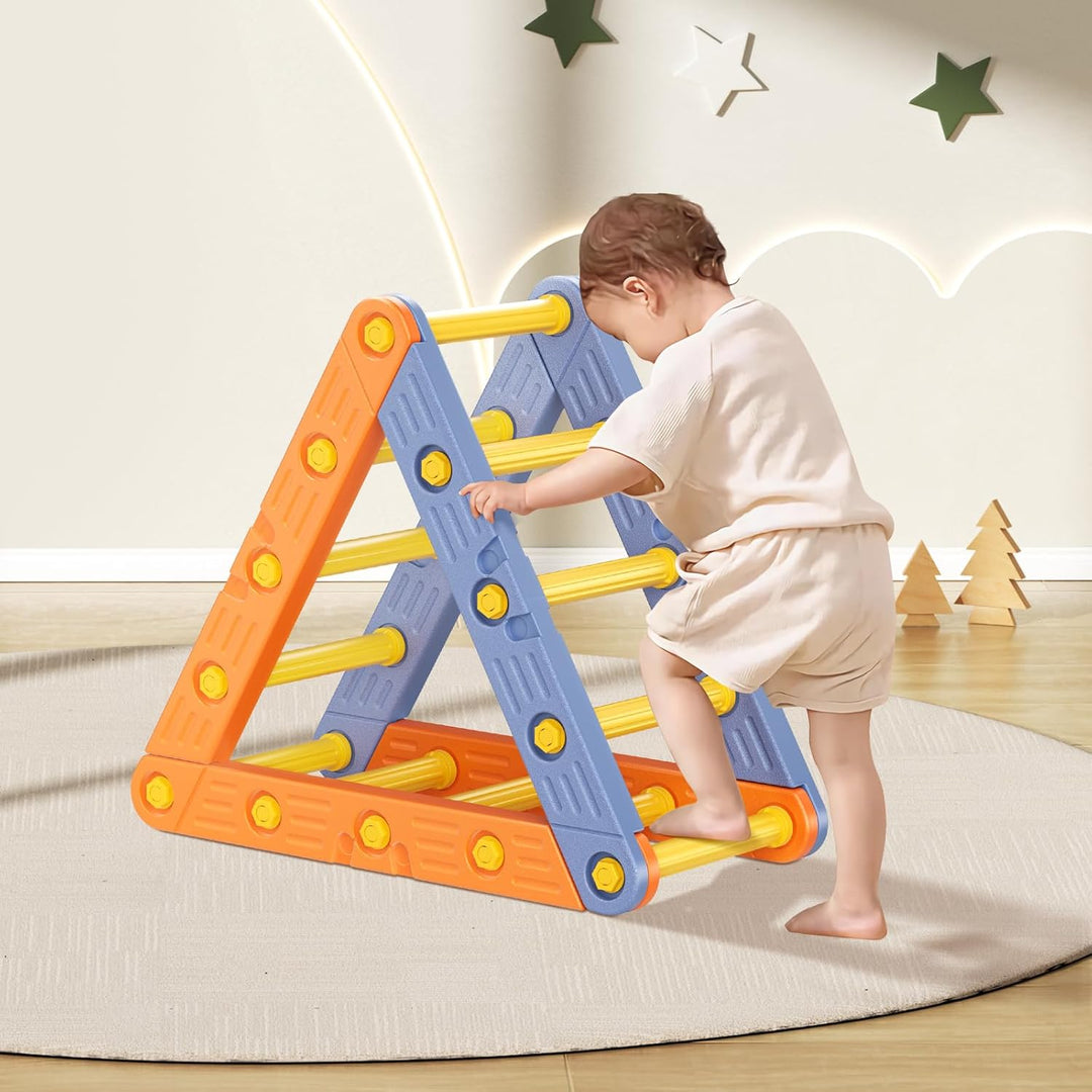 Montessori Kletterdreieck, Klettergerüst mit Dreieckiger Leiter Bogenleiter und 2 Kletterbrettern Ve