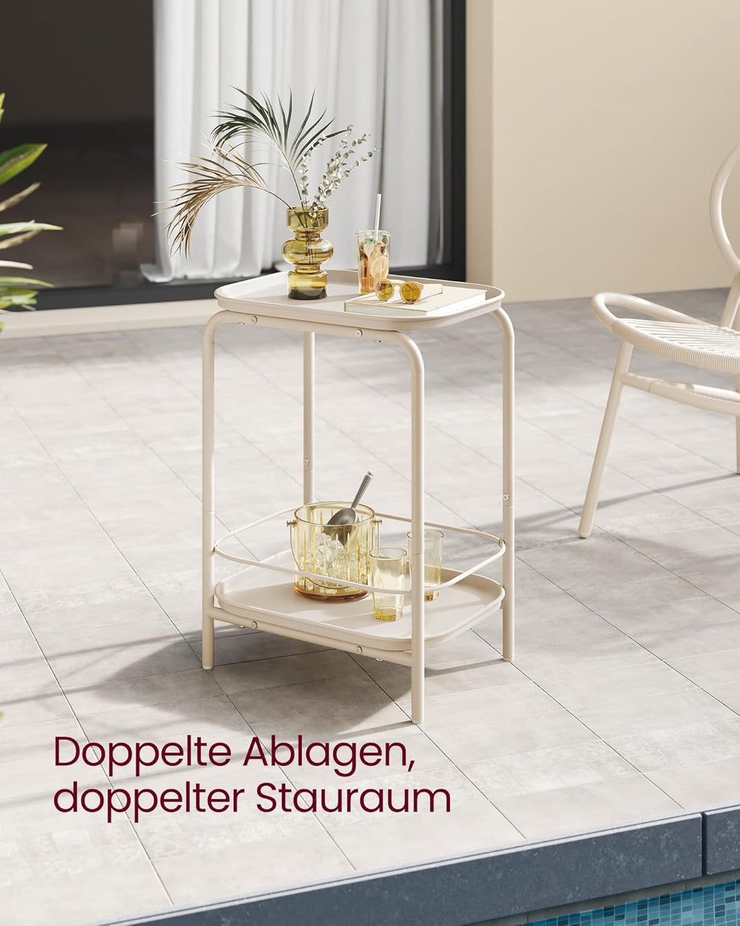 VASAGLE Beistelltisch mit 2 Ebenen, Nachttisch, Sofatisch klein, Couchtisch mit Ablage, modern, für