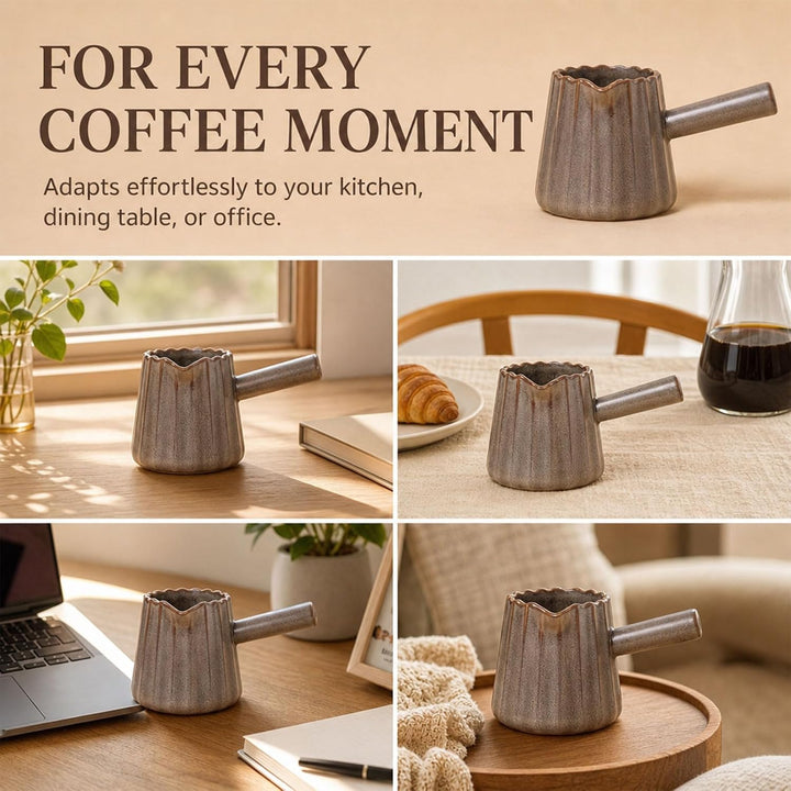 Espressotasse, 200 ml Dunkelbraune Keramiktasse mit Skala