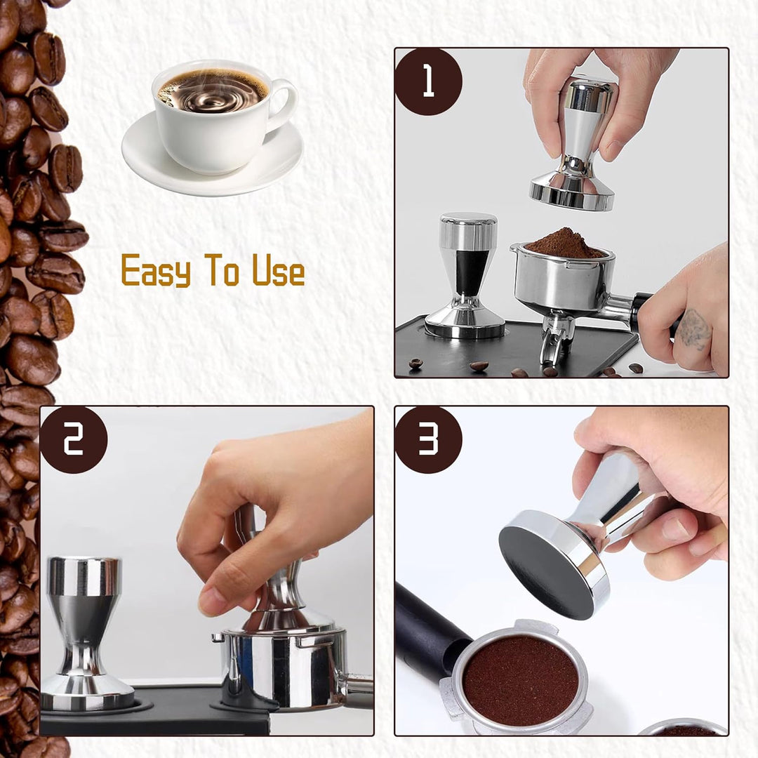Kaffeestampfer 49 mm Espresso-Stampfer Durchmesser Edelstahl Barista Espresso Bohnenpresse Silber