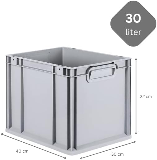 PROREGAL SuperSparSet 4x Eurobox NextGen Grip | HxBxT 32x30x40cm | 30 Liter | Griffe geschlossen | G