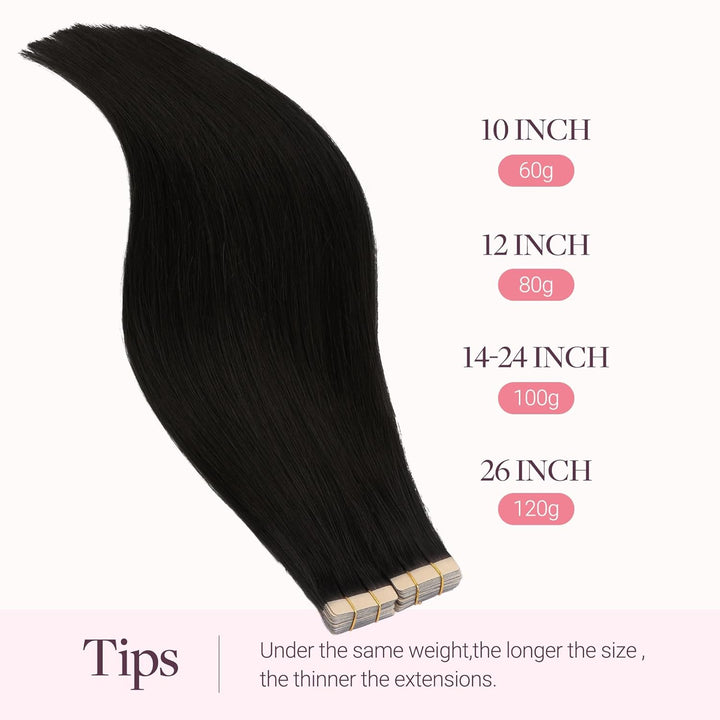 GOO GOO Tape in Extensions Echthaar, Tape Extensions Echthaar, 35cm 100g 40pcs, Extensions Echthaar,