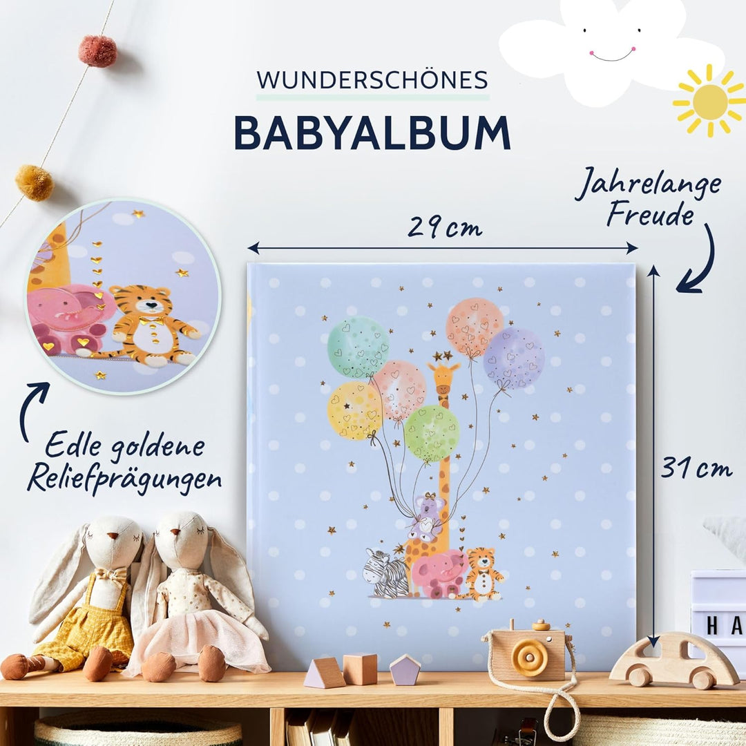 goldbuch 15 403 Babyalbum Balloon Party, Babybuch 30 x 31 x 4 cm, Fotoalbum mit 58 weissen Blankosei