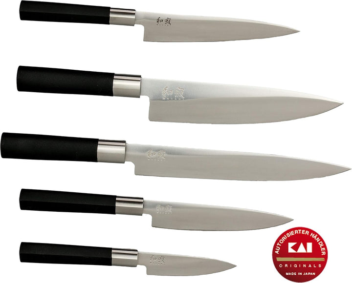 Kai Wasabi Black Messer-Set | 67-W18 | 5 ultrascharfe Kai-Messer + Kai Magnet-Messerblock DM-0821 |
