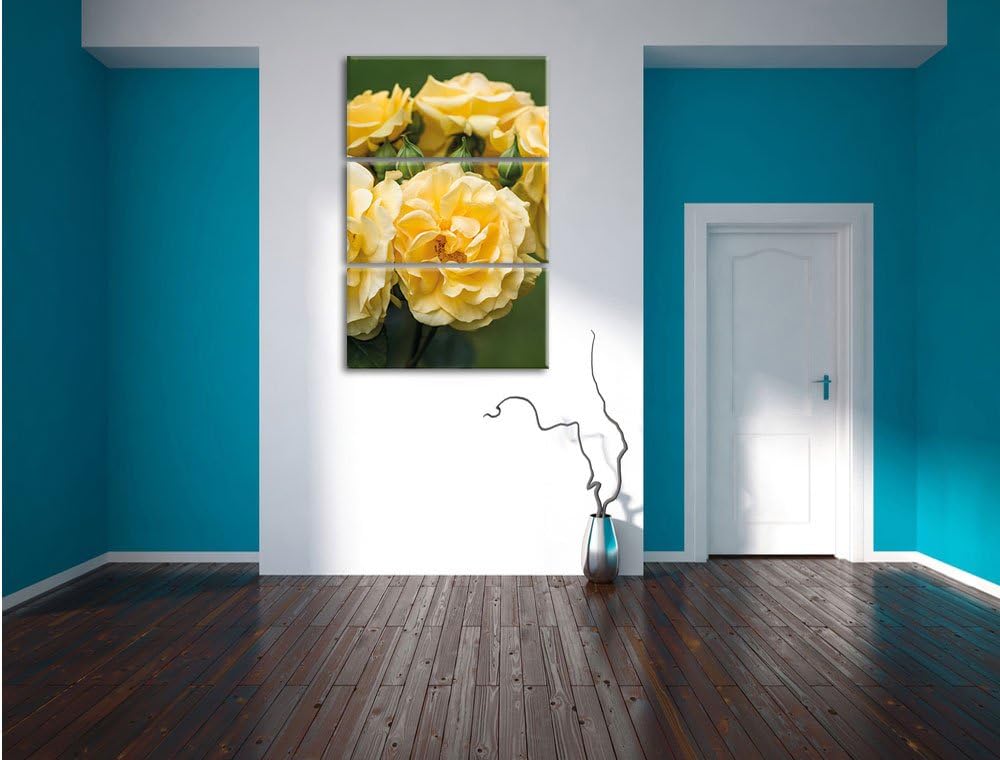 Pixxprint Pfingstrosen als Leinwandbild/Grösse: 3 Teilig (120x80) cm/Wandbild/Kunstdruck/fertig besp