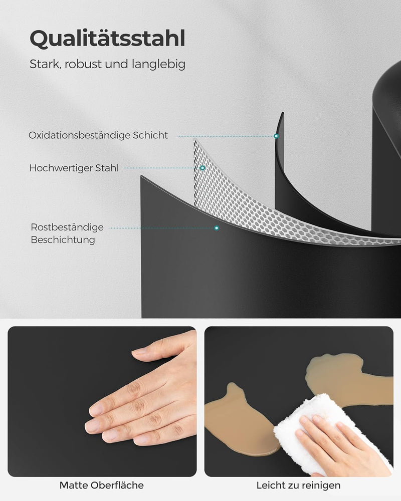 SONGMICS Mülleimer, 30 Liter Abfalleimer, Treteimer aus Stahl, mit Inneneimer und Deckel, Softclose,