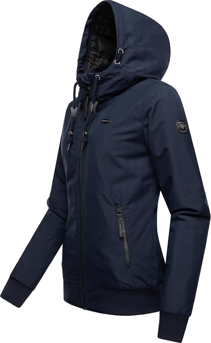 Ragwear Damen warme wasserdichte Winterjacke Outdoorjacke mit Kapuze Nuggie Melange XS-6XL L Navy, L