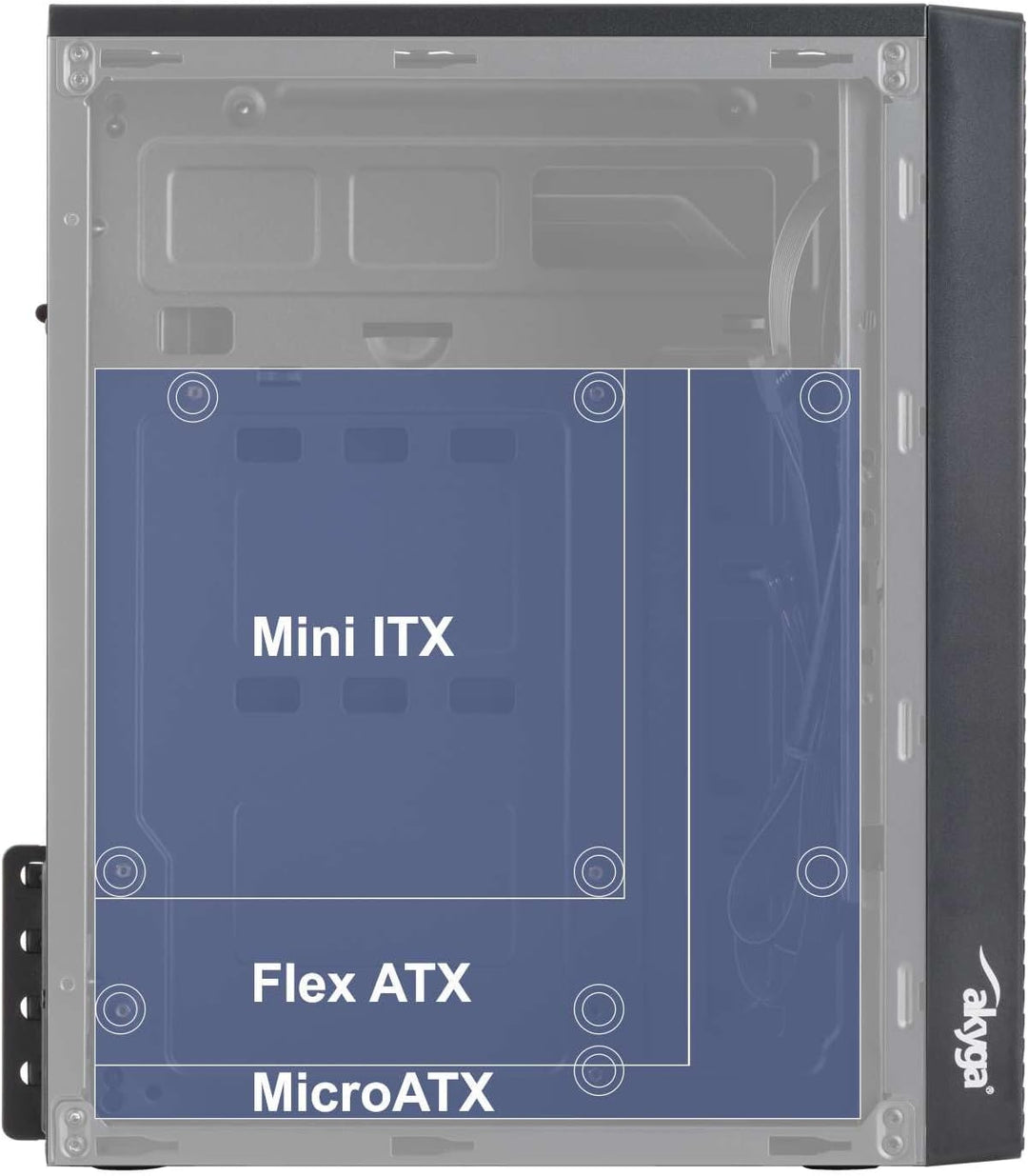 Micro ATX Akyga AK36BK Gehäuse 1x USB 3.0 schwarz ohne PSU