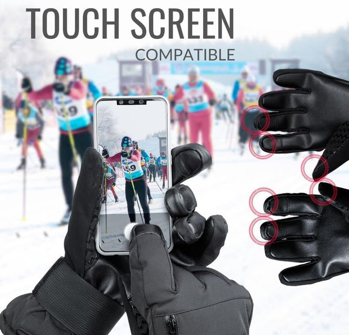 devembr Skihandschuhe mit Handgelenkschützern, Warme Snowboardhandschuhe für Herren und Damen (XS/S/