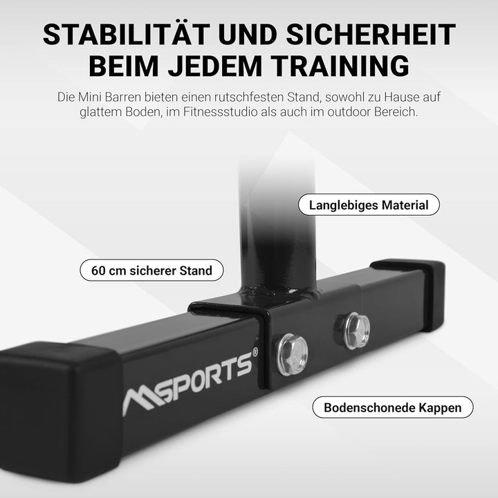MSPORTS Low Fitness Parallettes Minibarren Professional LxBxH: 60x35x29 cm| Push-Up Bars Liegestützg