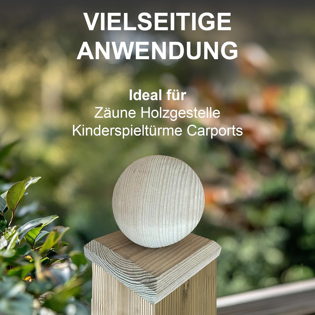h2i Pfostenkappe Kugel | Holz imprägniert | 100 x 100 mm | 5 Stück | Eckige Abdeckkappe für Garten H