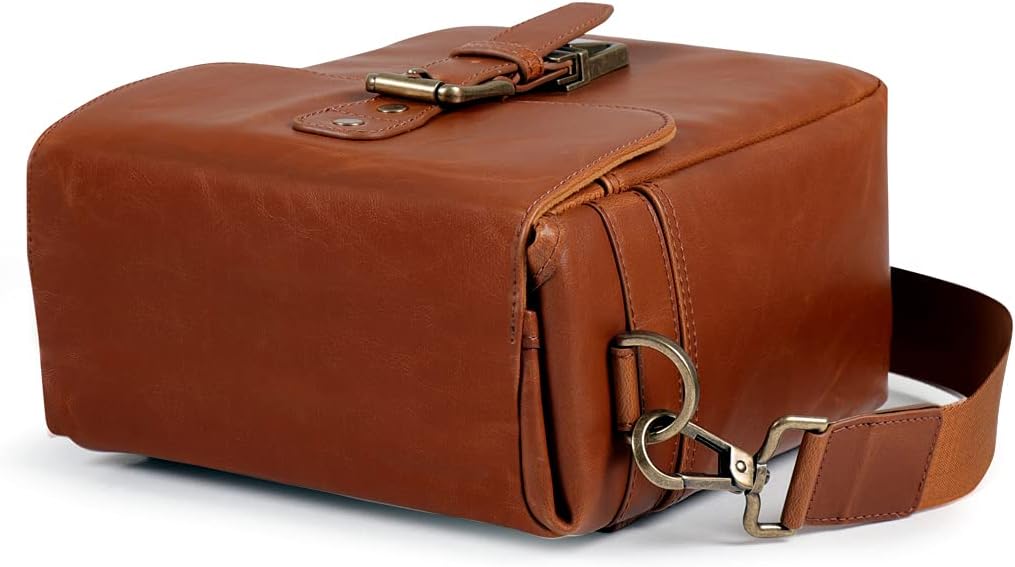 MegaGear MG1522 Kameratasche - Kuriertasche aus Leder für Spiegellose, Sofortbild - und DSLR Kameras