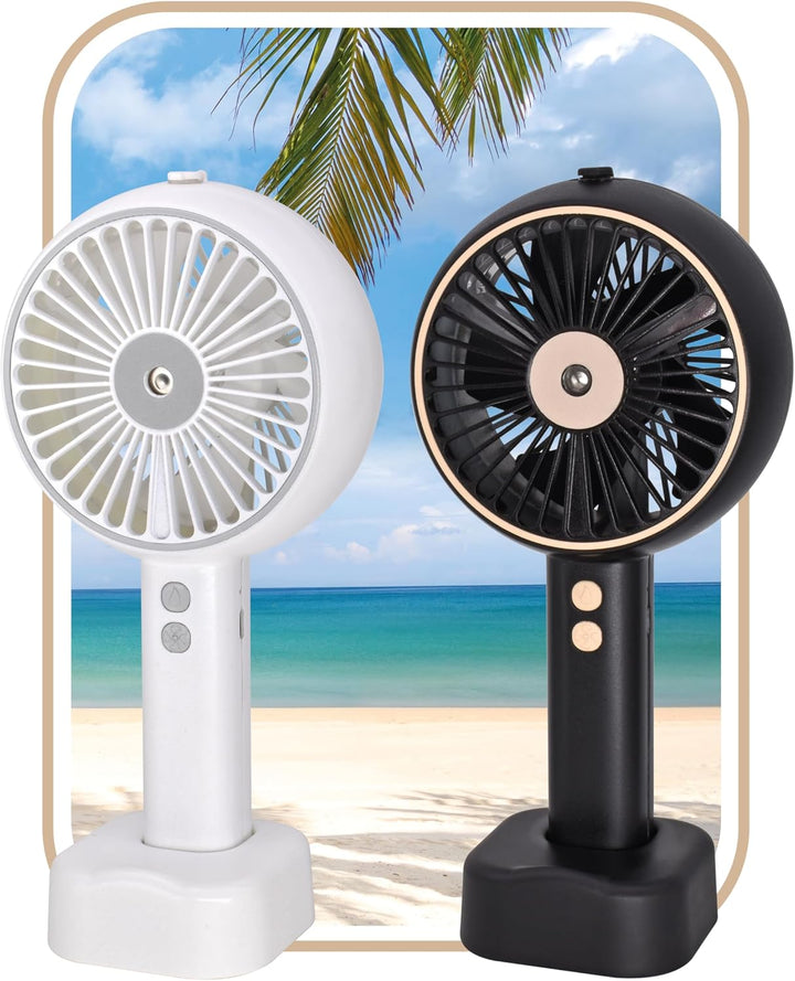 Fresh Breeze Tragbarer Ventilator, wiederaufladbar, mit Zerstäuber, Weiss oder Schwarz, Einheitsgrös
