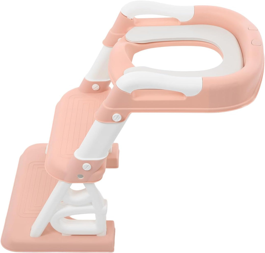 Toilettenleiter für Kinder, Rosa Toilettensitz Kinder mit Treppe, 2-in-1-Verwendung Kindertoilettenl