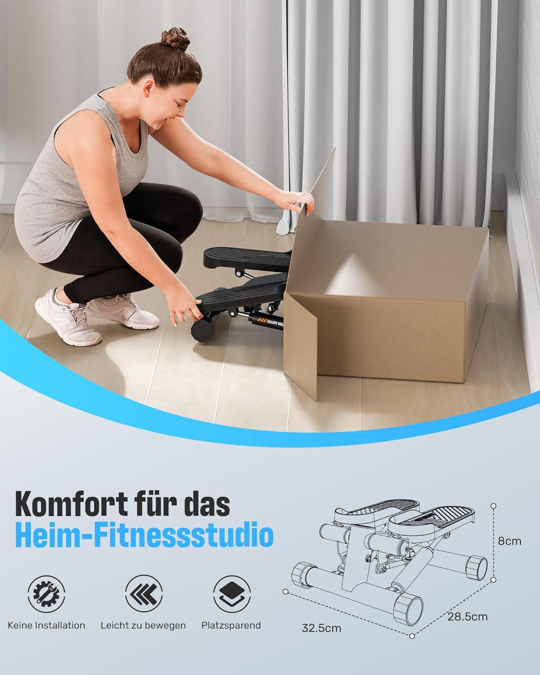 Sportsroyals Exercise Stair Stepper für Zuhause – Up-Down Swing Stepper mit Power Ropes for Bein/Arm