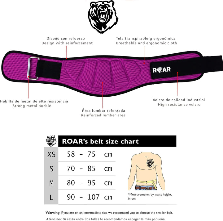Roar® Gewichthebergürtel Herren und Damen, Lifting Belt for Gym, Powerlifting Gürtel Gewichtheben, W