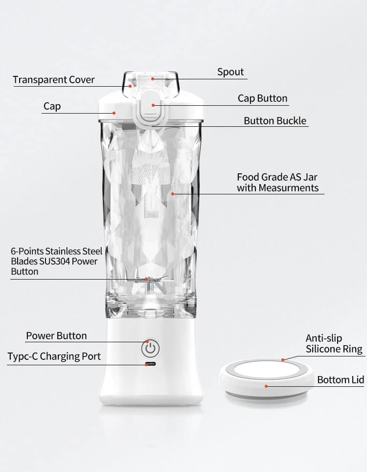 Tragbarer Mixer, persönlicher Mixer für Shakes und Smoothies, USB-wiederaufladbar, Mini-Entsafter mi