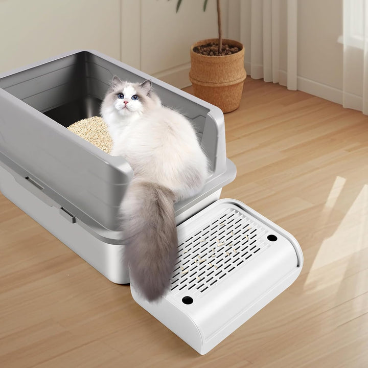 Katzentoilette, Katzenrampe/Treppe/Katzenfänger mit Filterfunktion, leicht zu reinigen, Filterpedal