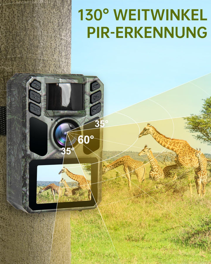 FKPCAM Wildkamera Solar WLAN mit Handyübertragung App, 4K HD Video 64MP Eingebaute 5000mAh Lithium-B