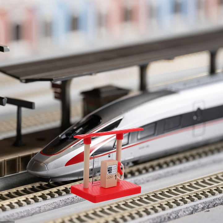 HEMOTON Holzeisenbahn Zubehör Bahnhof Mit Mini Tankstelle 11X9.9X6.9Cm Kompatibel Für Kinder Ab 3 Ja