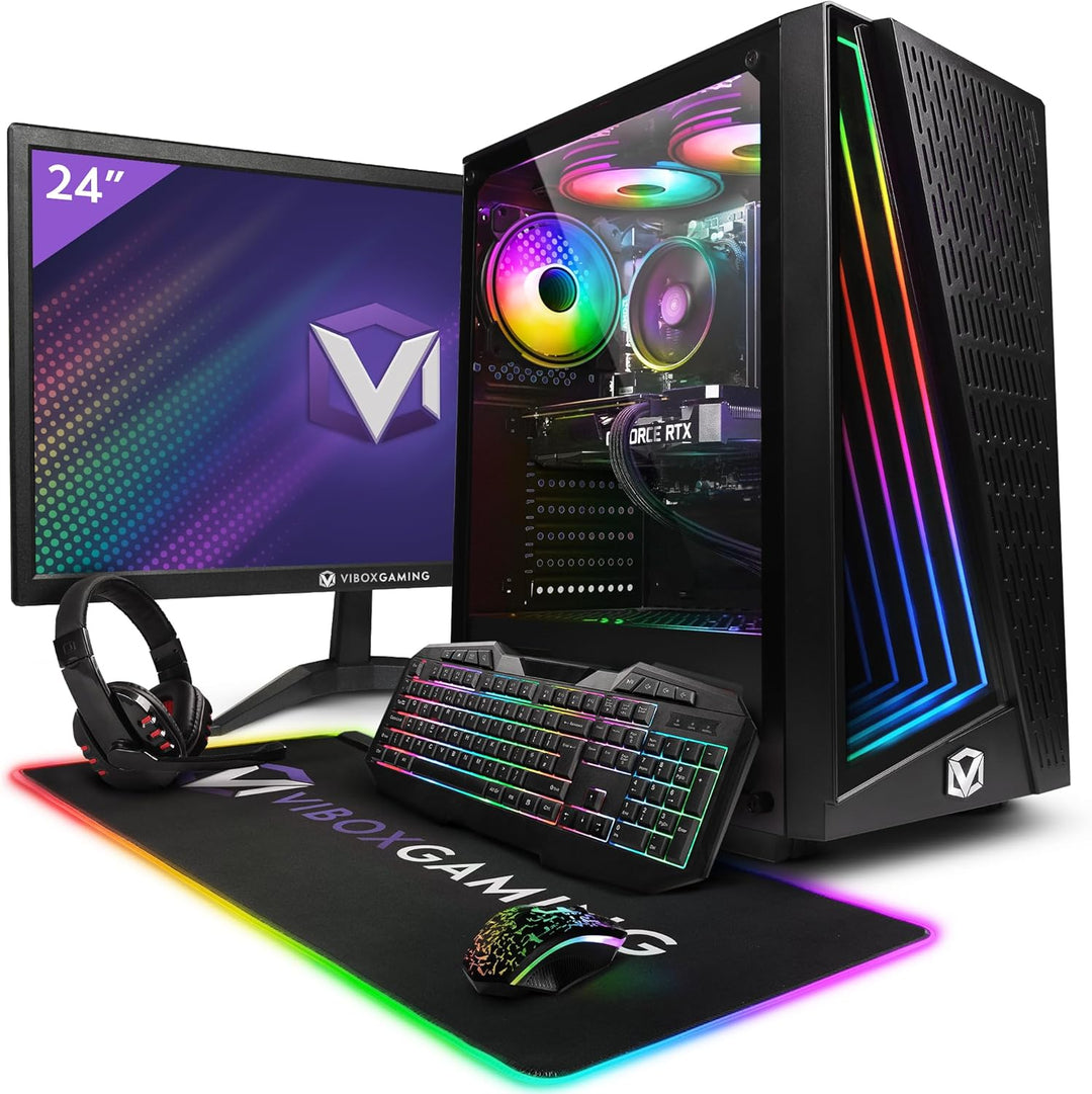 Vibox V-68 Gaming PC Set Komplett • Monitor 24 Zoll • AMD Ryzen 5 5500 4,2GHz • RTX 3050 6GB • 16GB