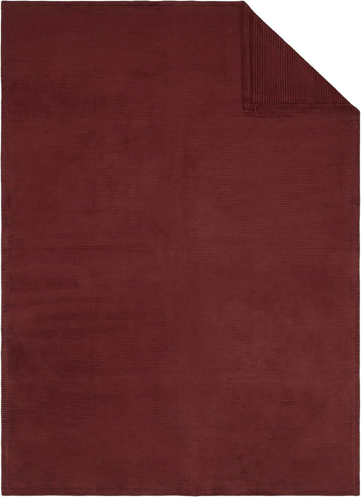 Ibena Cord Decke 150x200 cm - Baumwollmix weich, Made in Germany, warm &amp; waschbar, Kuscheldecke dunk