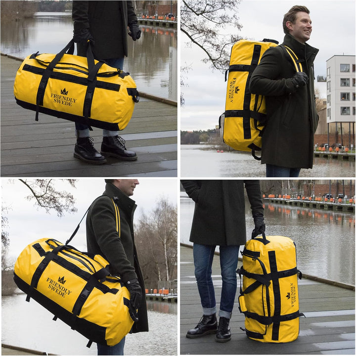 The Friendly Swede Wasserfeste Reisetasche Duffle Bag Rucksack - 30L / 60L / 90L - Seesack, Sporttas