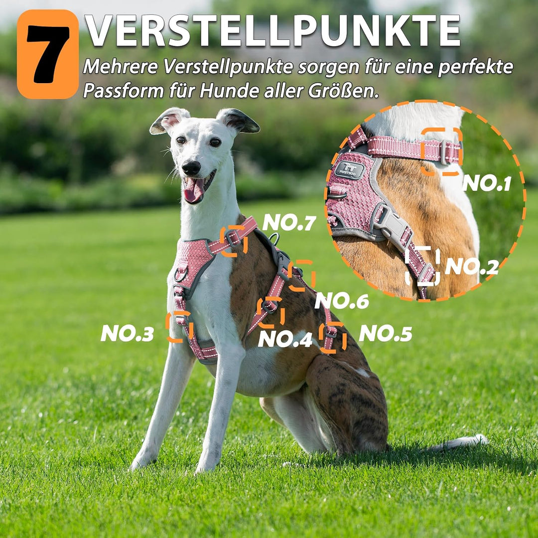 Huntboo Sicherheitsgeschirr Hund Ausbruchsicher, Panikgeschirr für Hunde, Anti Zug Hundegeschirr, Re
