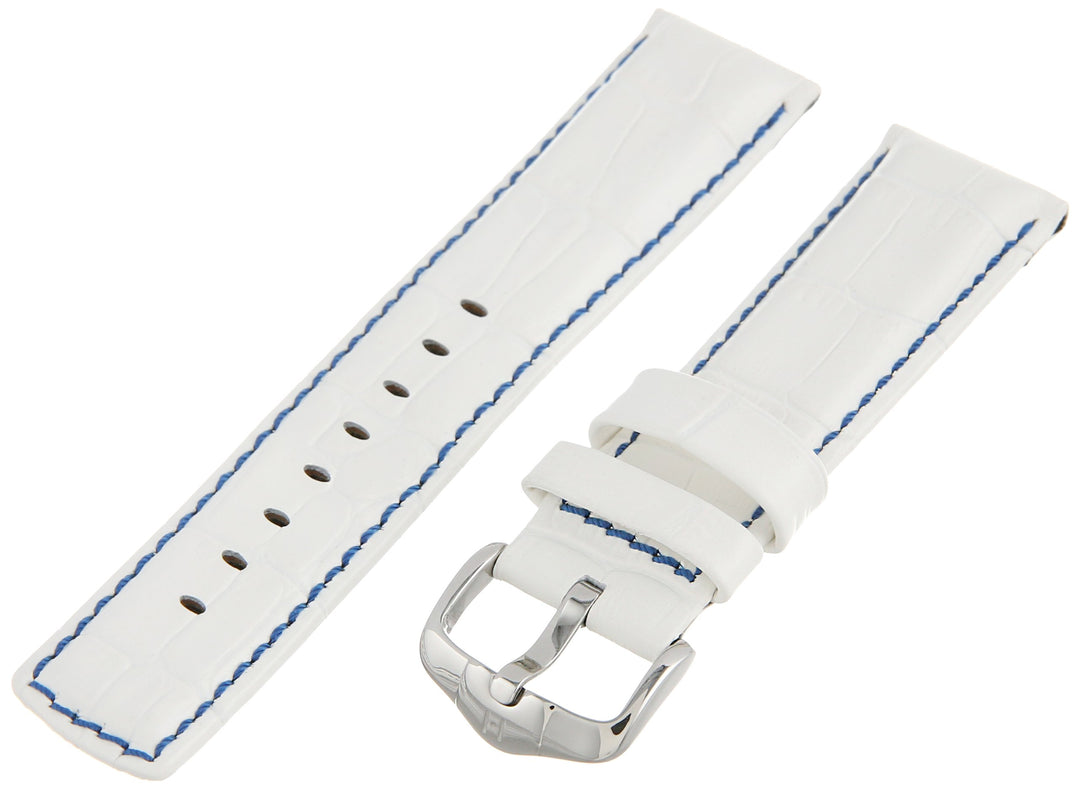 HIRSCH Unisex Alligator Style Uhrenarmband - Grand Duke 20 mm Weiss, 20 mm Weiß