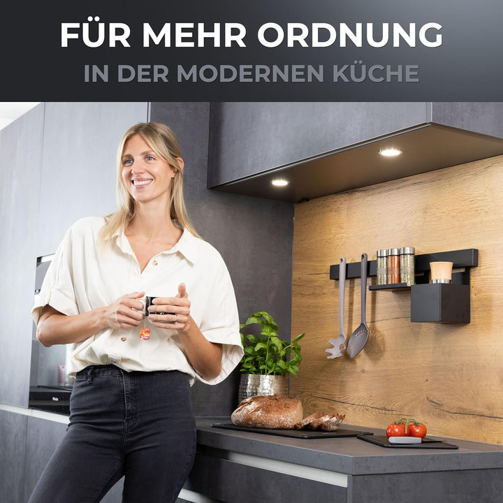 Küchenreling Starterset Orléans | schwarz | inkl. Hängeelemente | pulverbeschichteter Edelstahl | zu