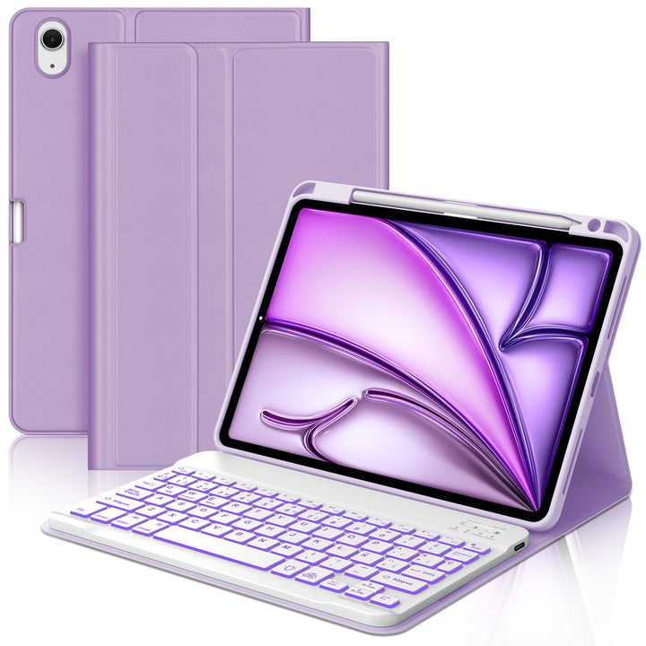 Tastatur für iPad Air 11 M2/M3 2024/2025, Hülle mit spanischem Ñ, Bluetooth-Tastatur mit Hintergrund