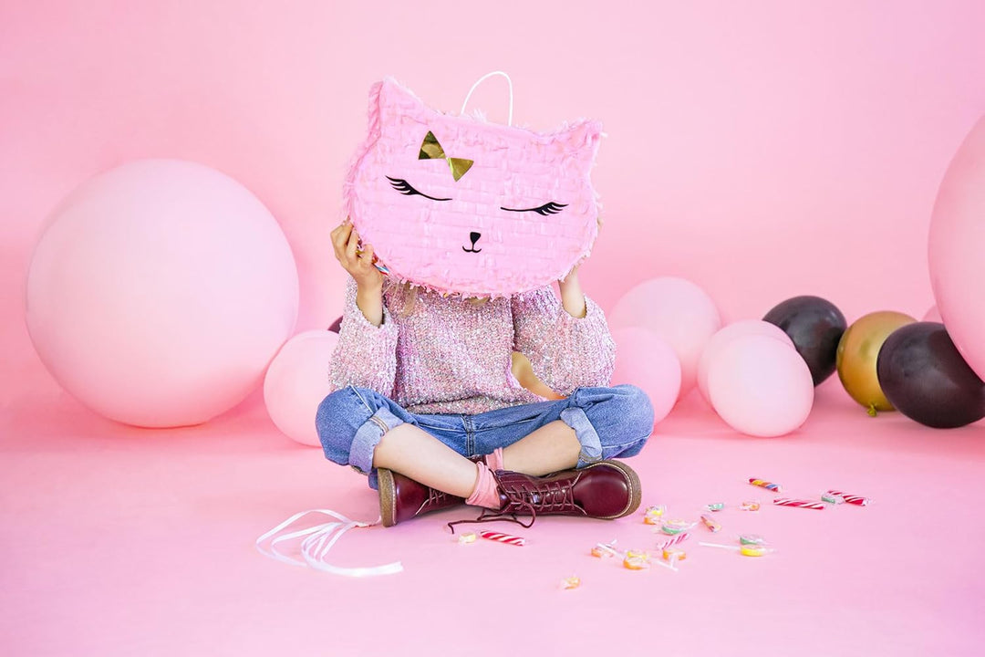 Piñata 27x35x9cm Katze - Party Dekoration zum Befüllen - Partyspiele für Kindergeburtstag Geburtstag