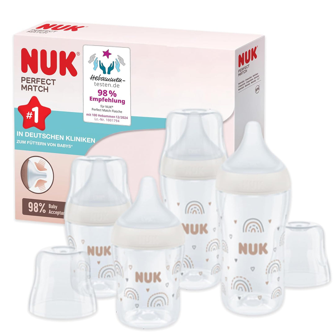 NUK Perfect Match Babyflaschenset | Ab 3 Monate | Passt sich dem Baby an | Temperature Control | Ant