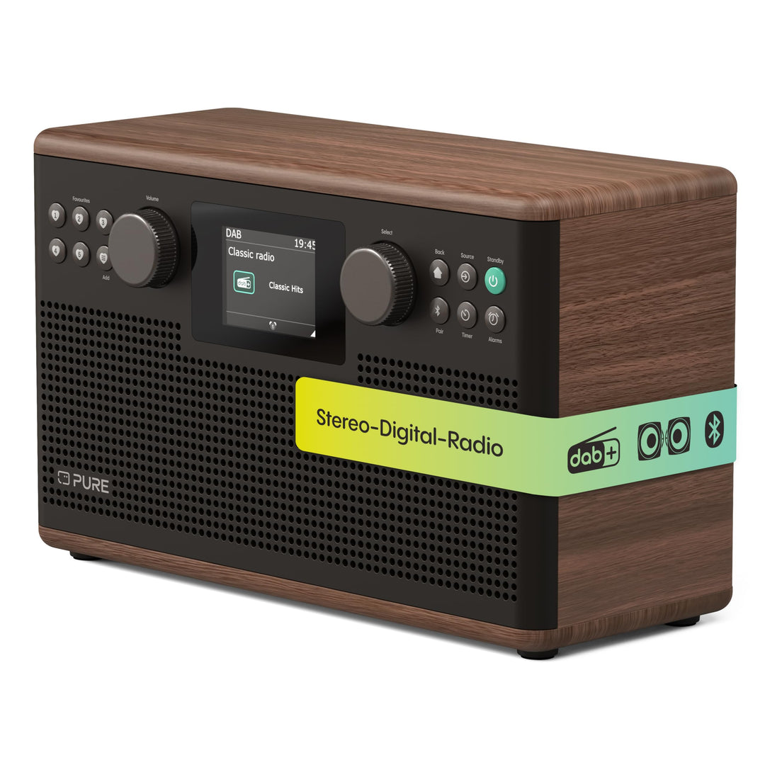 Pure Classic H6 Hi‑Fi Stereoanlage und Musikanlage mit DAB+ UKW Radio Bluetooth 5.3 USB‑A & AUX 2,4"