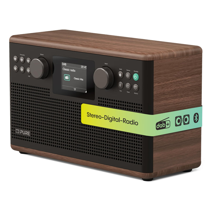 Pure Classic H6 Hi‑Fi Stereoanlage und Musikanlage mit DAB+ UKW Radio Bluetooth 5.3 USB‑A & AUX 2,4"