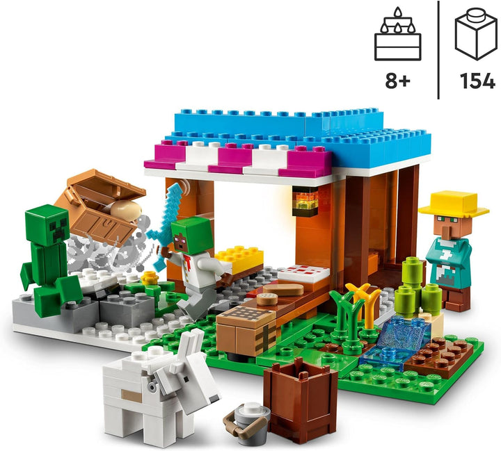 LEGO 21184 Minecraft Die Bäckerei modulares Spielzeug-Set mit Creeper- und Ziege-Figur, Konstruktion